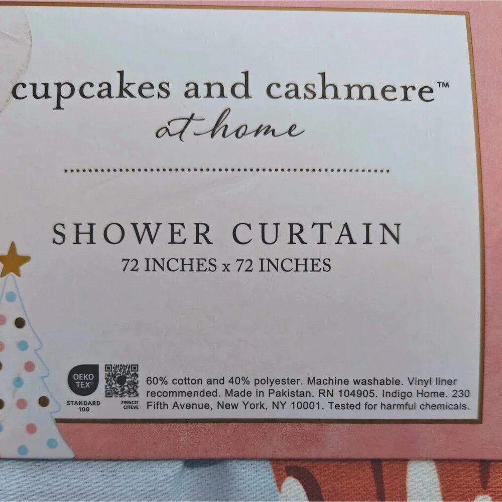 NEW Cupcakes and Cashmere Christmas Shower Curtain Gingerbread Cake Candy Cane